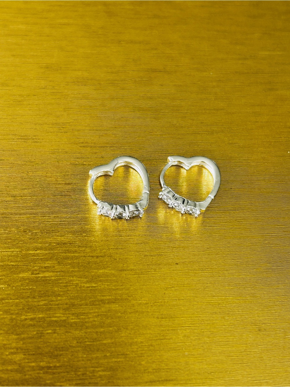 Taxco Mexico 925 Sterling Silver Heart Hoop Earrings with CZ Size 1.2 CM